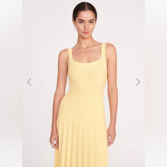 STAUD Ellison Midi Dress in Lemon Drop Size Small - Picture 3 of 6